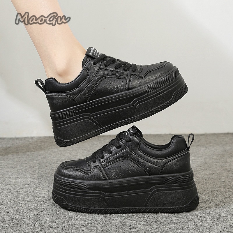 Women Shoes Store - Height Increasing Platform White Sneakers Female