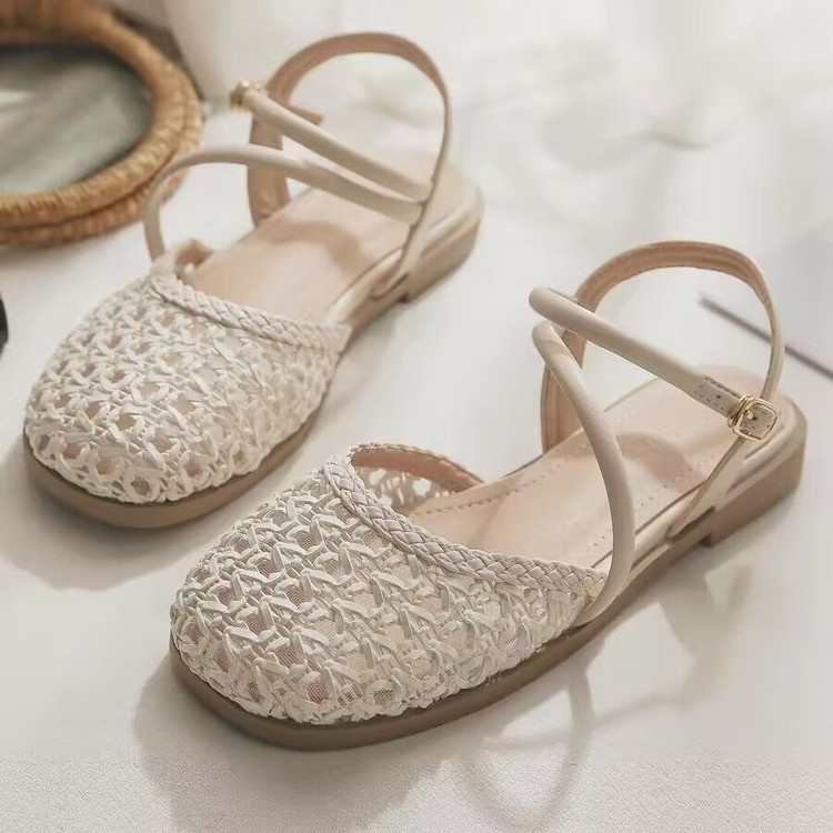 Women'S Heels - French-style Closed-toe Sandals for Women, Summer