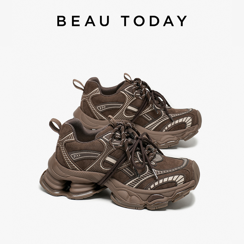 Women Shoes Store - BEAUTODAY Chunky Sneakers Women Microfiber Leather
