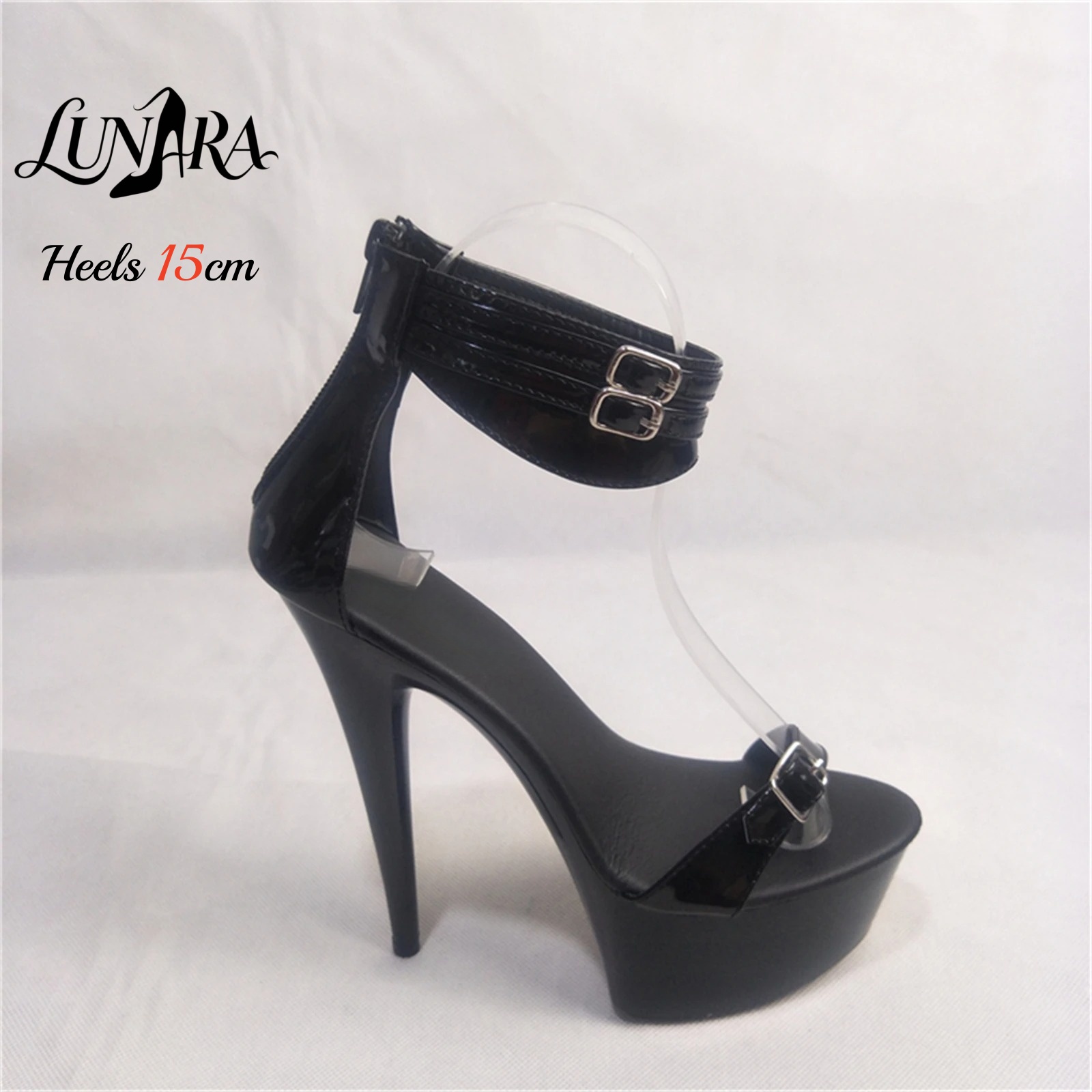 15cm Black Patent PU High Heel - Women'S Shoes Peep Toe recension och pris