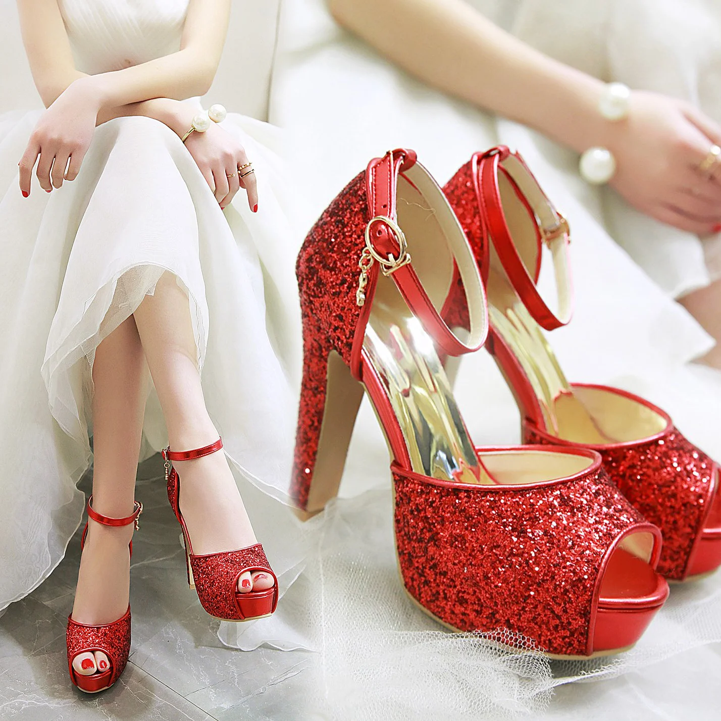 Silver Summer Women High Heel  - Women'S Shoes Peep Toe recension och pris