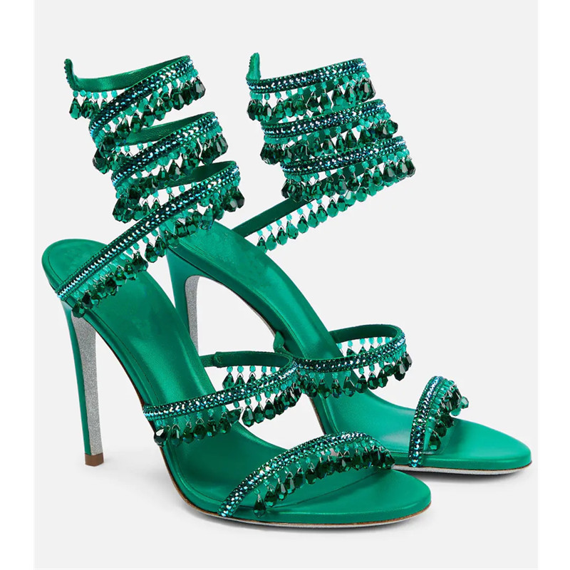 Sexy Green Crystal Fringe Stil - Women'S Shoes Peep Toe recension och pris