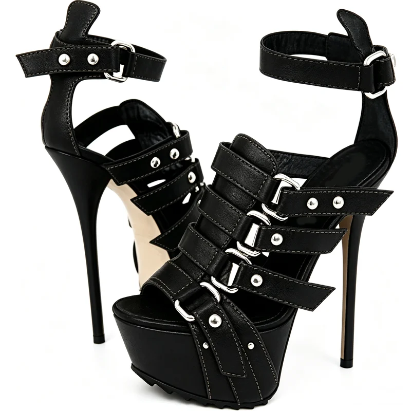 Plaftorm Metal Rivet Buckle St - Women'S Shoes Peep Toe recension och pris