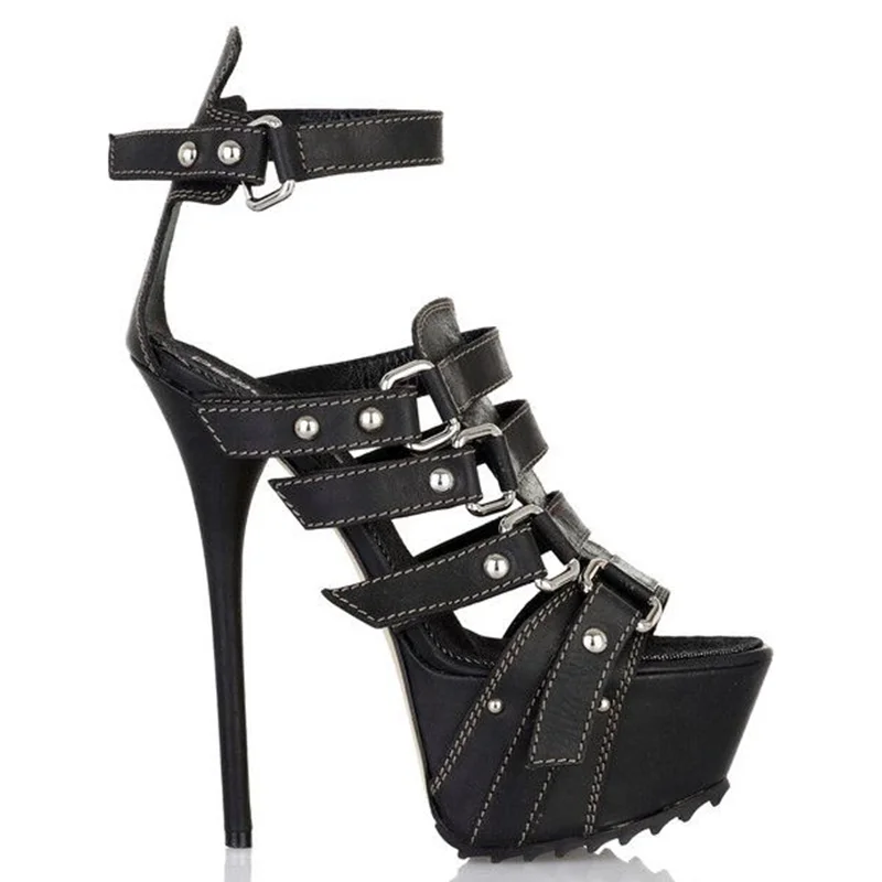 Plaftorm Metal Rivet Buckle St - Women'S Shoes Peep Toe recension och pris